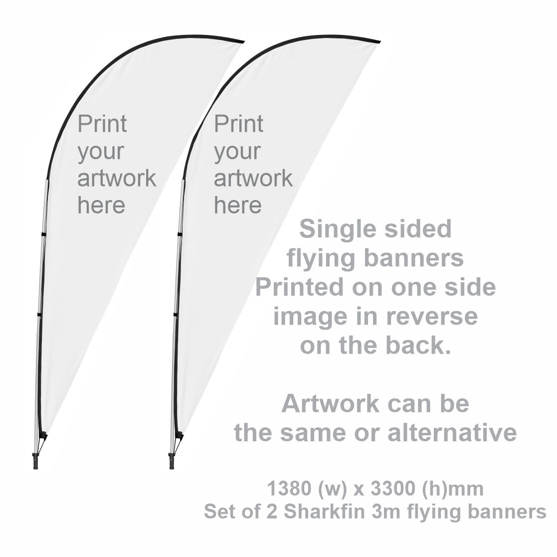 Sharkfin 3m Flying Banner (x2)   DISPLAY-7003