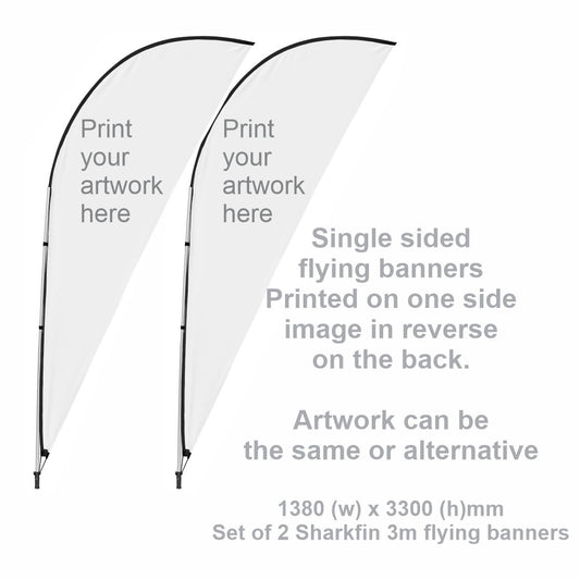 Sharkfin 3m Flying Banner (x2)   DISPLAY-7003