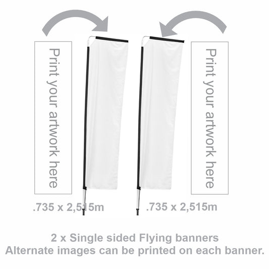 Telescopic Single-Sided 3m Flying Banners  (x2) DISPLAY-7043