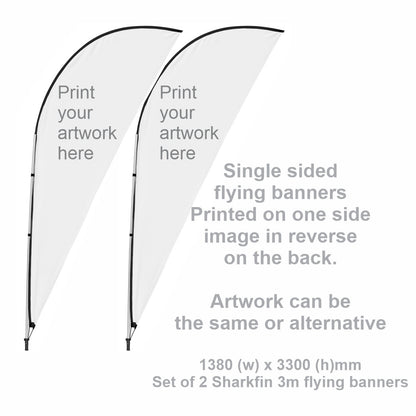 Sharkfin 3m Flying Banner (x2)   DISPLAY-7003